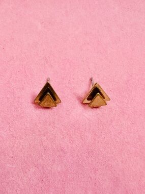 Gold Tone Chevron Triangle Stud Earrings